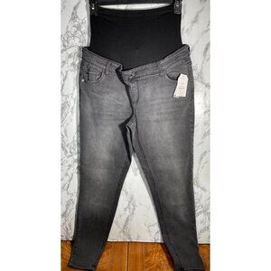 Time And Tru Maternity Skinny Jeans Sz L 12-14 Charcoal Grey Recycled Polyester